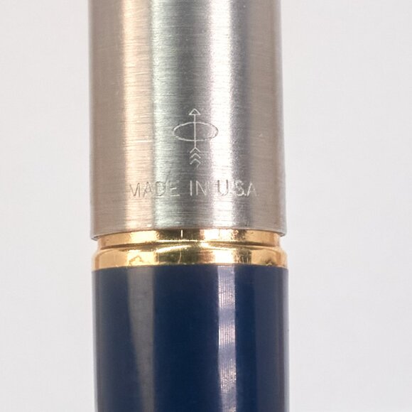 Parker 45 Fountain Pen / USA Made / Blue Barrel & Steel Cap / 1980 Engraved - Picture 9 of 16